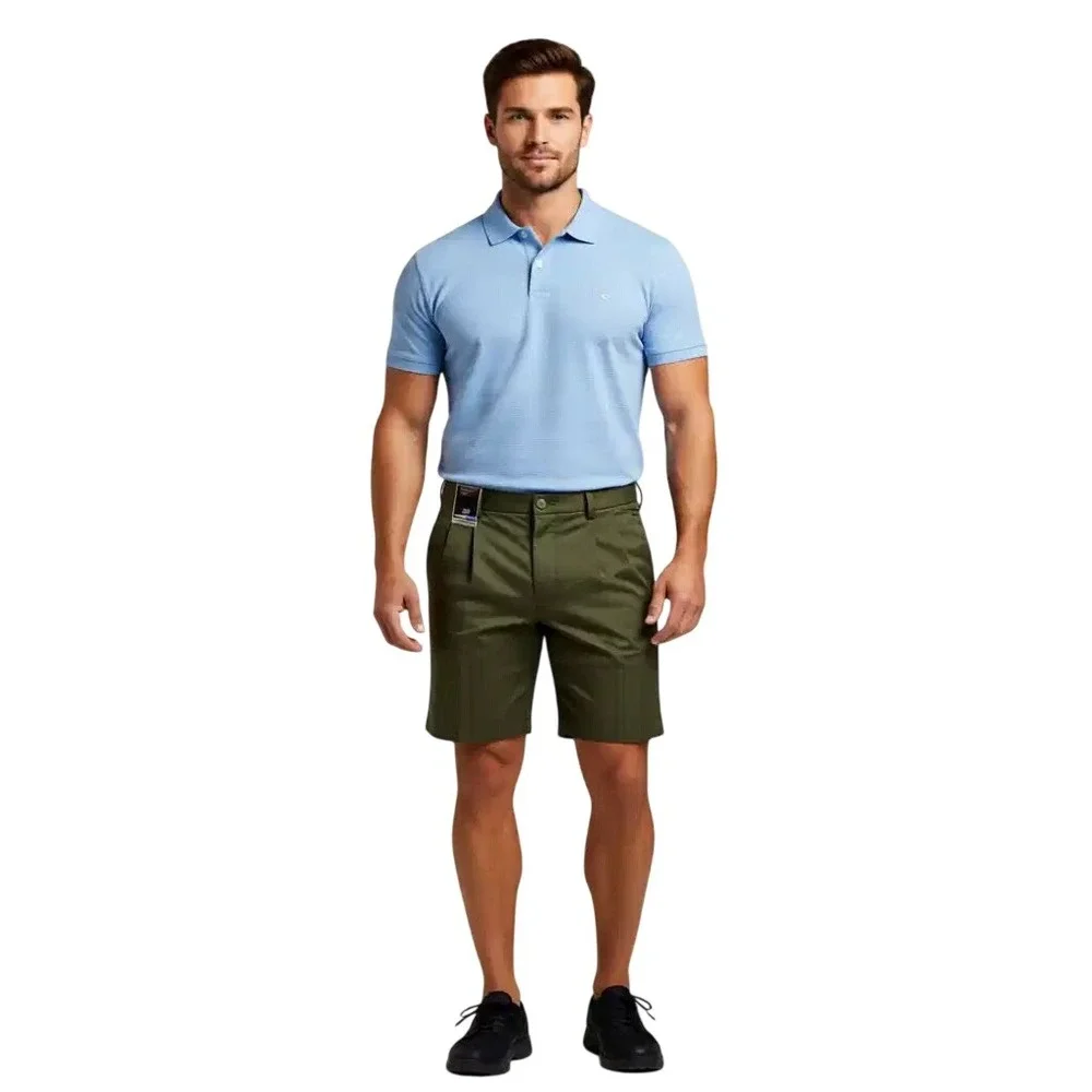 Roundtree & Yorke Travel Smart Mens Pleated Shorts‎ Expander Waistband 30 NWT
